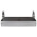 A silver stainless steel double tier speed rail shelf with two holes.