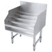 An Advance Tabco stainless steel liquor display rack with four shelves.