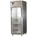 A stainless steel Continental Refrigerator with glass doors.