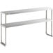 A Regency stainless steel table mounted double deck overshelf with two shelves.