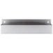 A white rectangular stainless steel shelf with holes in it.