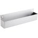 A white rectangular stainless steel shelf with holes and a metal handle.