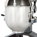 A large silver and black Avantco mixer with a 40 qt stainless steel bowl.