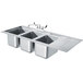 A stainless steel Advance Tabco drop-in bar sink with three compartments.