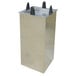 A silver rectangular Lakeside dish dispenser with black handles.