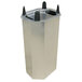 A silver and black Lakeside heated dish dispenser on a counter.