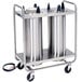 A Lakeside stainless steel cart with two heated metal containers.