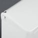 A white plastic wall-mounted sanitary napkin receptacle with a hinged lid.