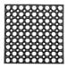 A close-up of a black Notrax anti-fatigue mat with holes in it.