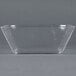 A clear rectangular styrene bowl with a black border.