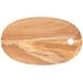 An American Metalcraft oval olive wood serving board with a hole in the middle.