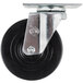 A black 4" replacement swivel plate caster wheel with a metal wheel.