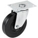 A black and silver 4" replacement swivel plate caster wheel.