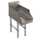 An Advance Tabco stainless steel recessed bar drainboard on a counter.