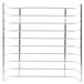 An Avantco bun rack with four shelves of small metal rods.