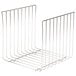 An Avantco metal wire bun rack with two shelves and a curved edge.