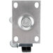 A close-up of a 4" Swivel Plate Caster with a metal plate and black knob.