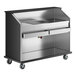 An Advance Tabco stainless steel portable bar cart.