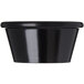 A black rectangular Carlisle melamine ramekin.