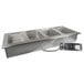 An Advance Tabco stainless steel drop-in hot food well unit with four compartments.