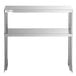 A Regency stainless steel double deck table mounted overshelf.