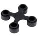 A black plastic cross-shaped Black Anti-Fatigue Floor Mat Connector with four holes.