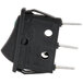 A black Avantco lighted on/off rocker switch with two holes and a green light.