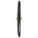 A black and metal Carnival King 13" wheel with metal straps.