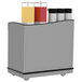 A Lakeside stainless steel full-service hydration cart with containers on top of it.