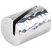 An American Metalcraft silver aluminum cylinder with an angled cut and a hole in it.