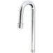 A chrome Equip by T&S gooseneck faucet spout.