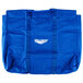 A blue nylon storage bag with white text for a Vollrath foldable mobile sneeze guard.