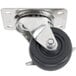 A black metal and rubber wheel for an All Points swivel plate caster.