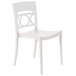 A case of 16 white Grosfillex Moon stacking chairs with a round back.