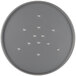 A grey circular Chicago Metallic BAKALON pizza pan with holes in it.