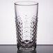A Libbey clear glass with a diamond cut design.