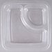 A clear plastic Fabri-Kal deli container with two compartments.