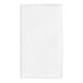 A white linen-feel dinner napkin folded in a rectangular shape.