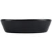 A black oval baker dish.