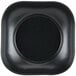 A black square Hall China bowl with a scalloped black rim.