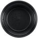 A black Hall China round casserole dish with a rim.