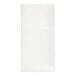 A white rectangular linen-feel dinner napkin with a black border folded in half.