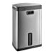 A silver and black Rubbermaid Slim Jim step-on trash can.