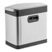 A rectangular stainless steel Rubbermaid Slim Jim trash can with black accents.