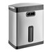 A silver rectangular Rubbermaid Slim Jim stainless steel trash can with black accents.