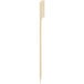 A bamboo paddle pick with a white background.