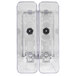A clear plastic container with two black circular objects inside.