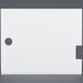 A white rectangular ARY VacMaster filler plate with a grey circle and a black dot in the middle.