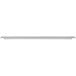 A white metal shelf divider bar with a rectangular shape.