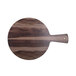 An Elite Global Solutions 12" round hickory wood melamine serving board with a handle.